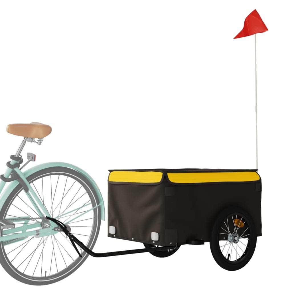 Bicycle Trailers - Bike Cargo Trailer Black and Yellow Iron