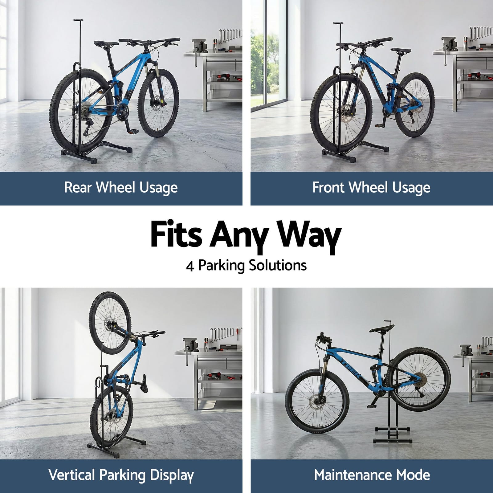 4-in-1 Adjustable Bike Parking Stand Vertical Rack 24-27.5 Inch - photo 2