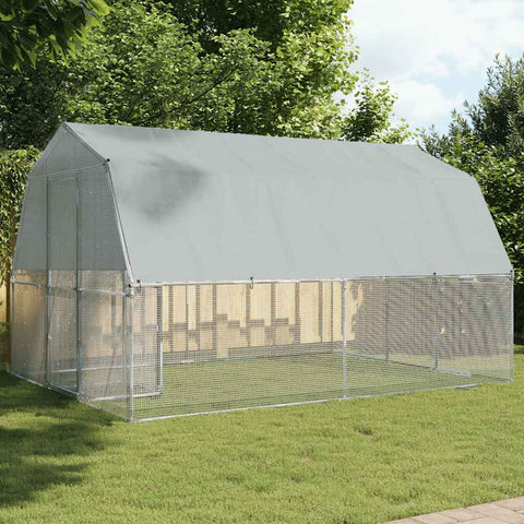 Bird Cages 2 pcs with Roof and Door Silver Galvanised Steel