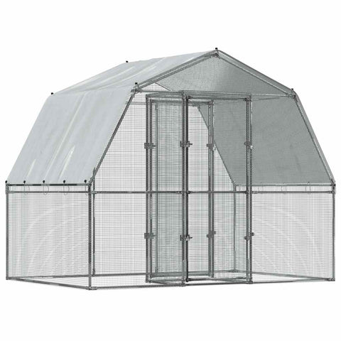 Bird Cages 2 pcs with Roof and Door Silver Galvanised Steel
