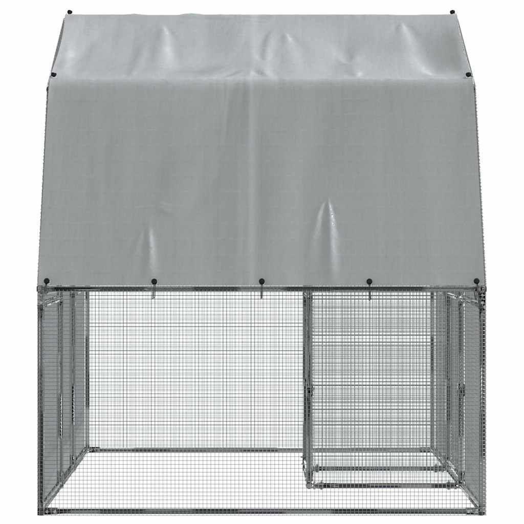 Bird Cages 2 pcs with Roof and Door Silver Galvanised Steel