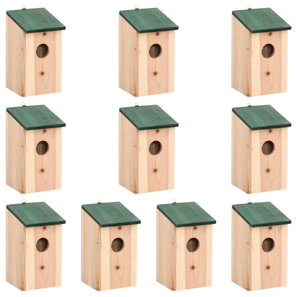 Bird Houses 10 pcs Solid Firwood