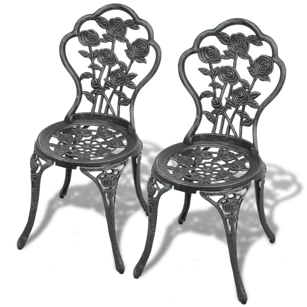 Bistro Chairs 2 pcs Cast Aluminium Green - Simple deals