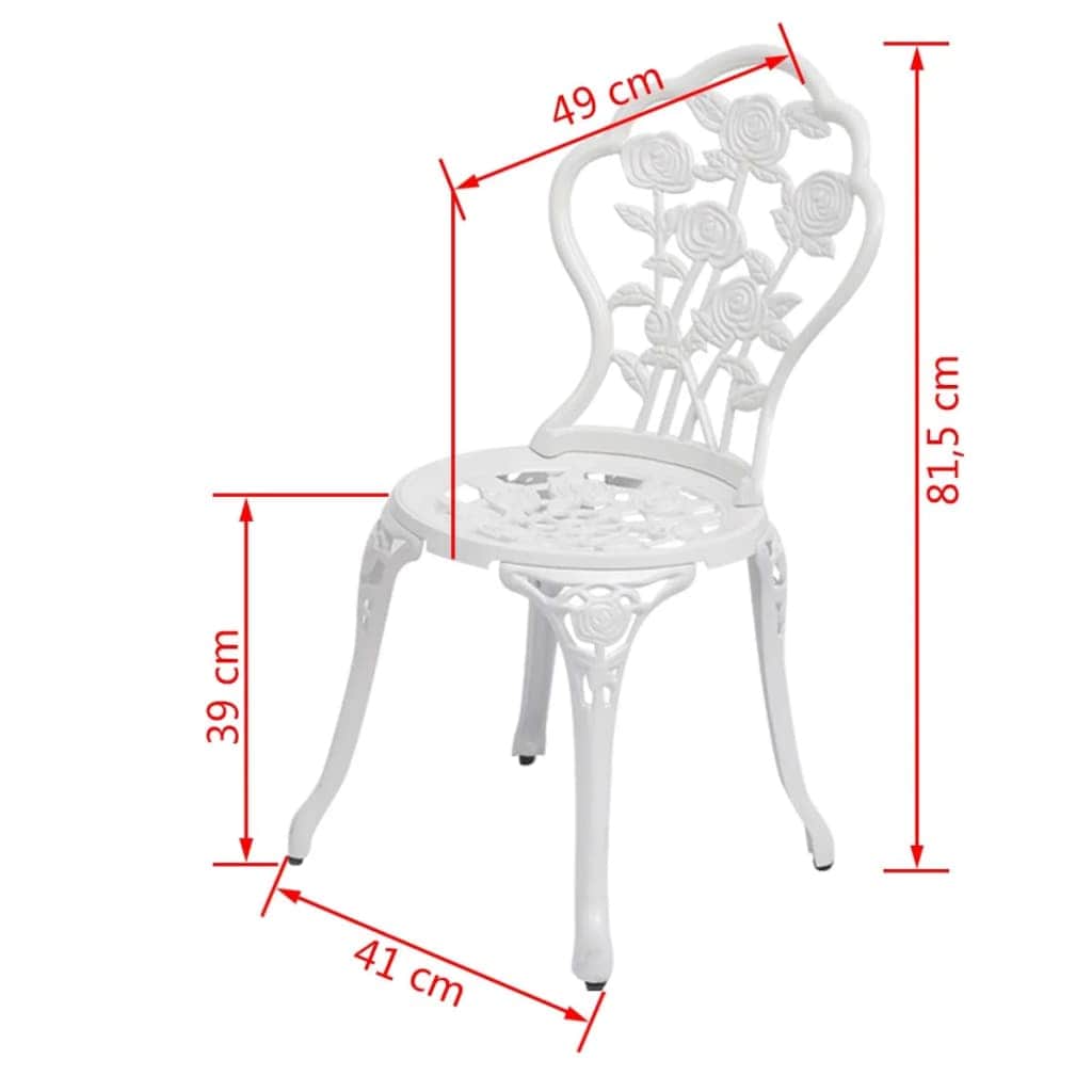 Bistro Chairs 2 pcs Cast Aluminium White - Simple deals