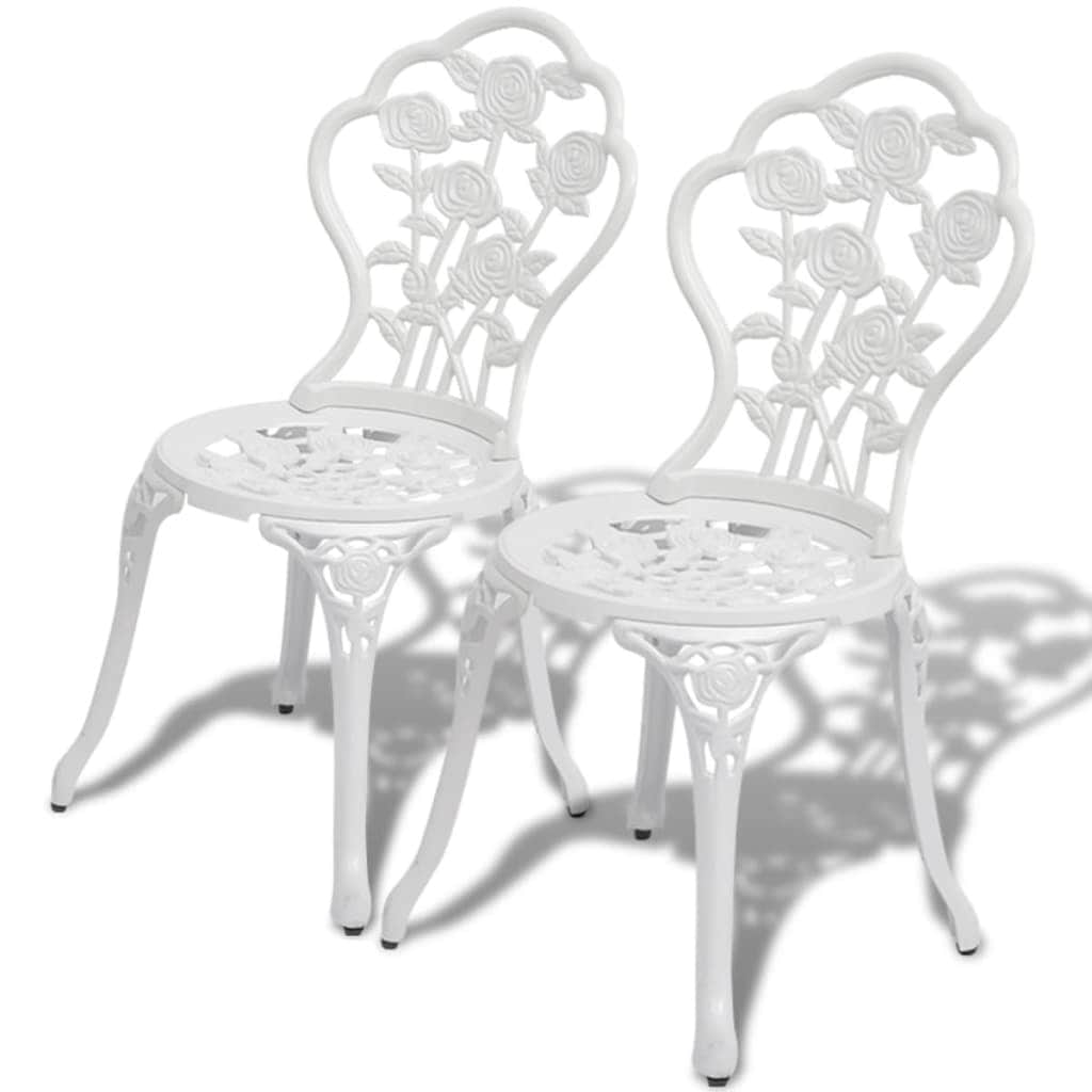 Bistro Chairs 2 pcs Cast Aluminium White - Simple deals