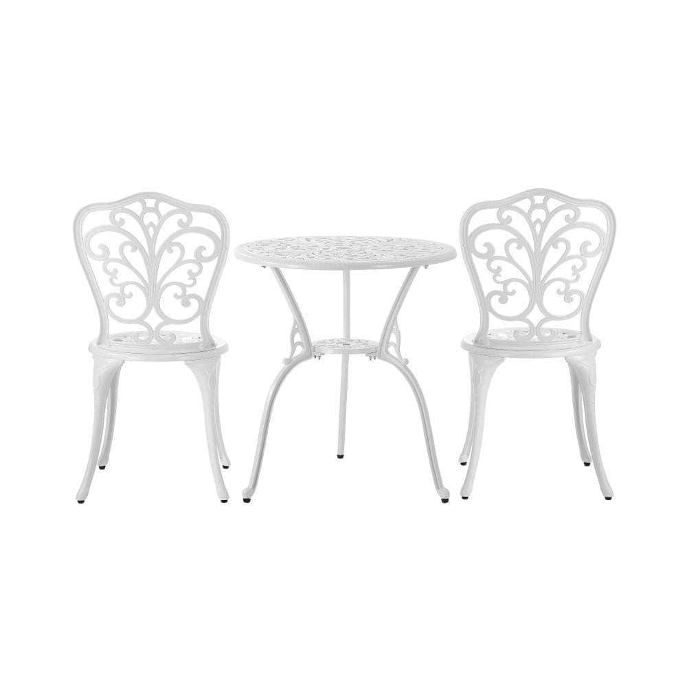 Bistro Outdoor Setting Chairs Table Patio Dining 3PCS Set Cast Aluminium
