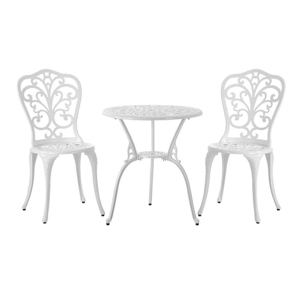 Bistro Outdoor Setting Chairs Table Patio Dining 3PCS Set Cast Aluminium