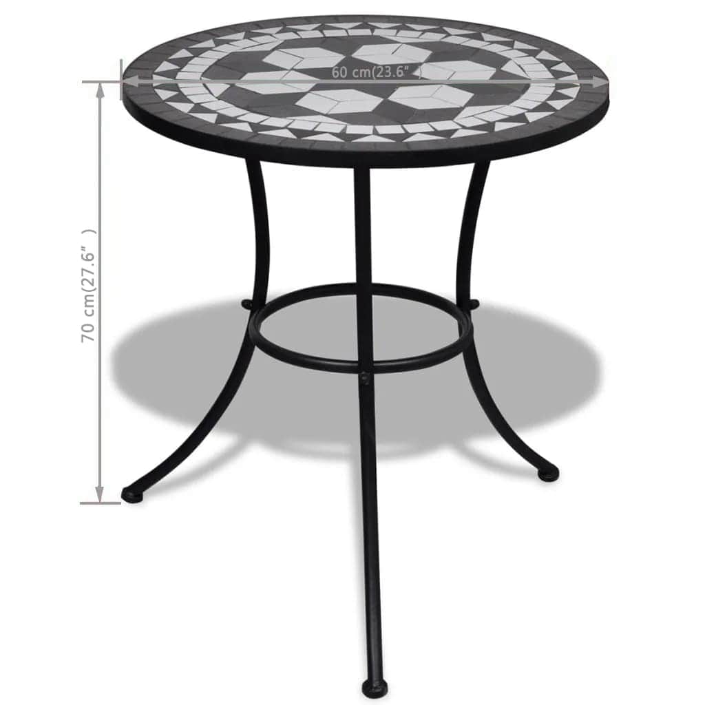 Bistro Table Black and White 60 cm Mosaic - Simple deals