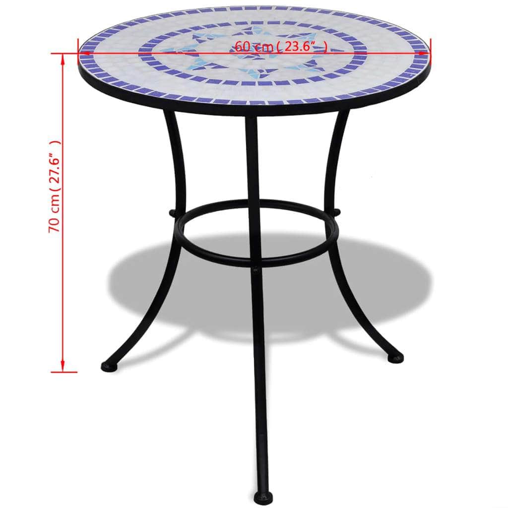 Bistro Table Blue and White 60 cm Mosaic - Simple deals