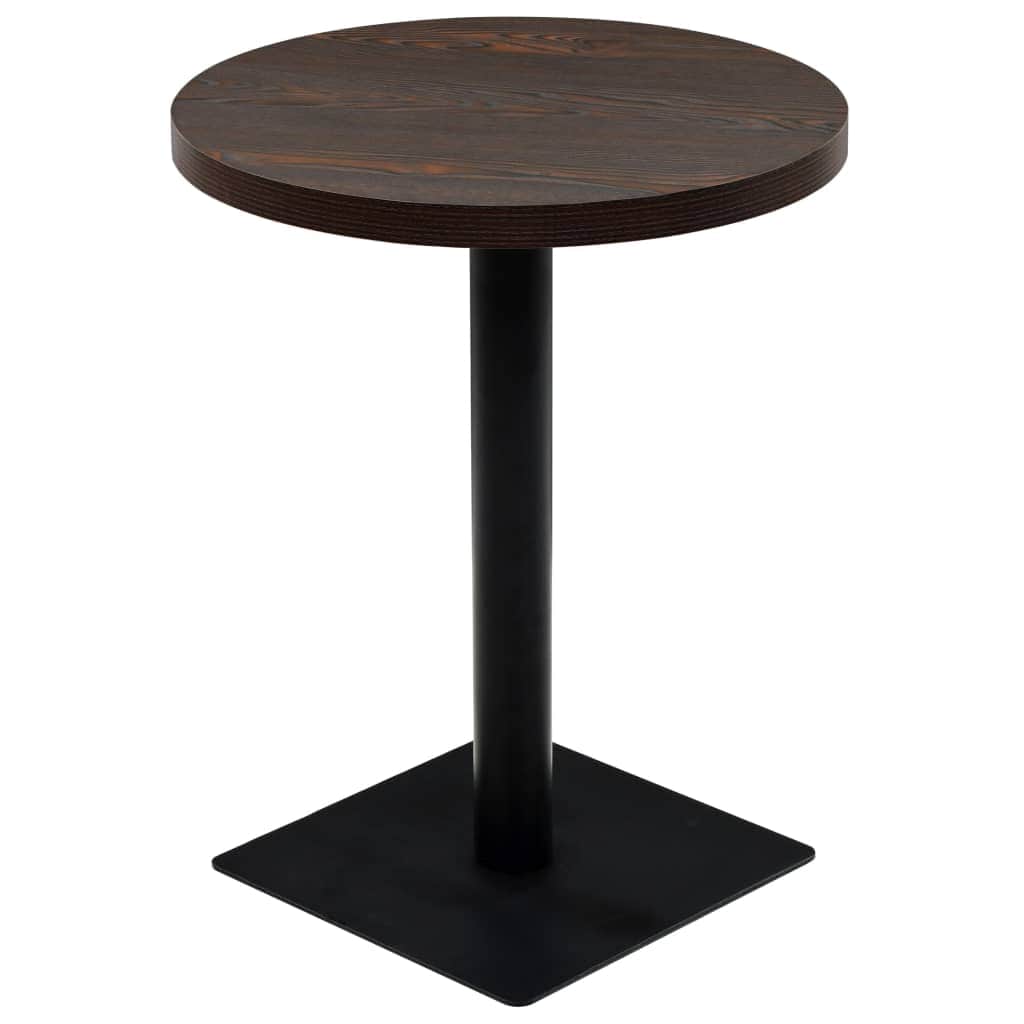 Bistro Table MDF and Steel Round Dark Ash Black