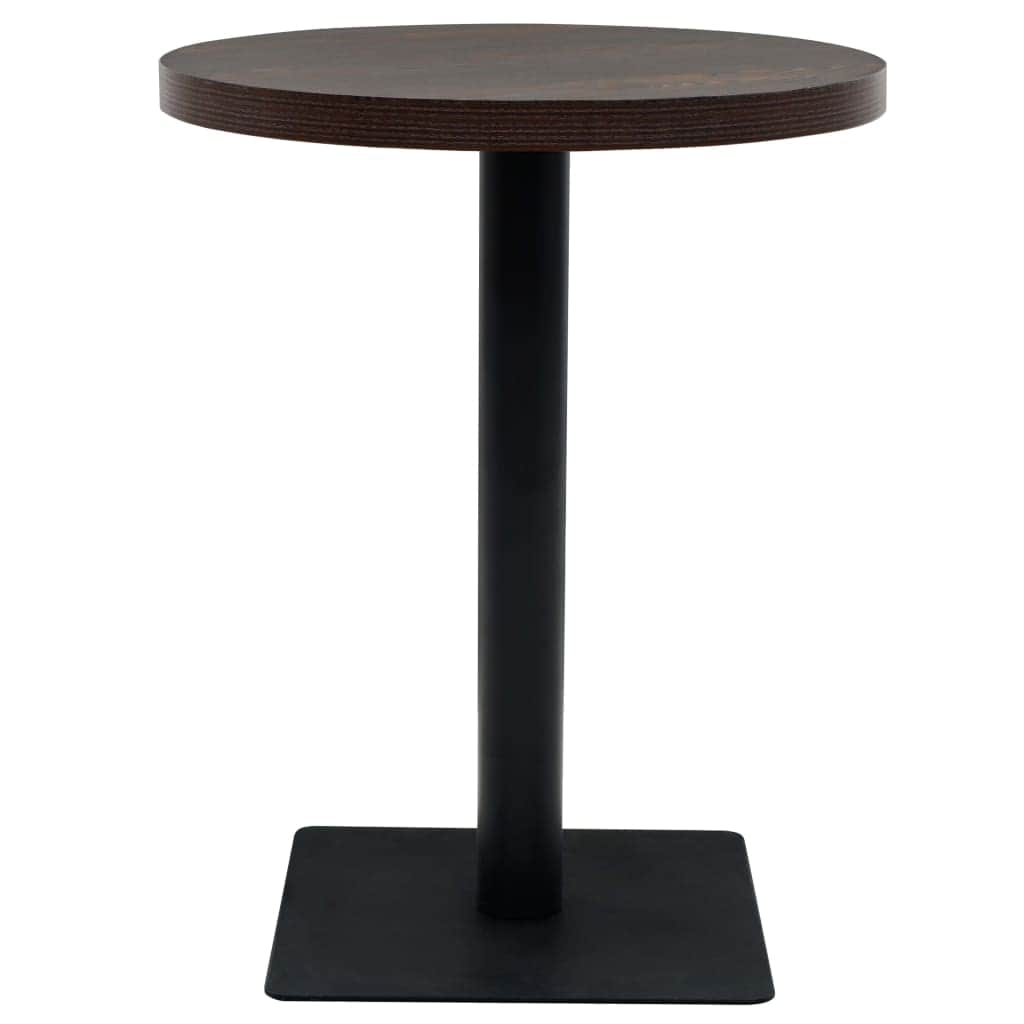 Bistro Table MDF and Steel Round Dark Ash Black