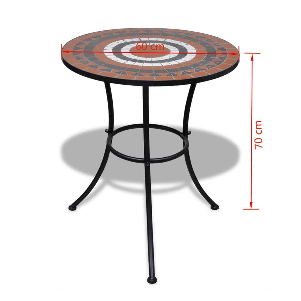 Bistro Table Terracotta and White 60 cm Mosaic