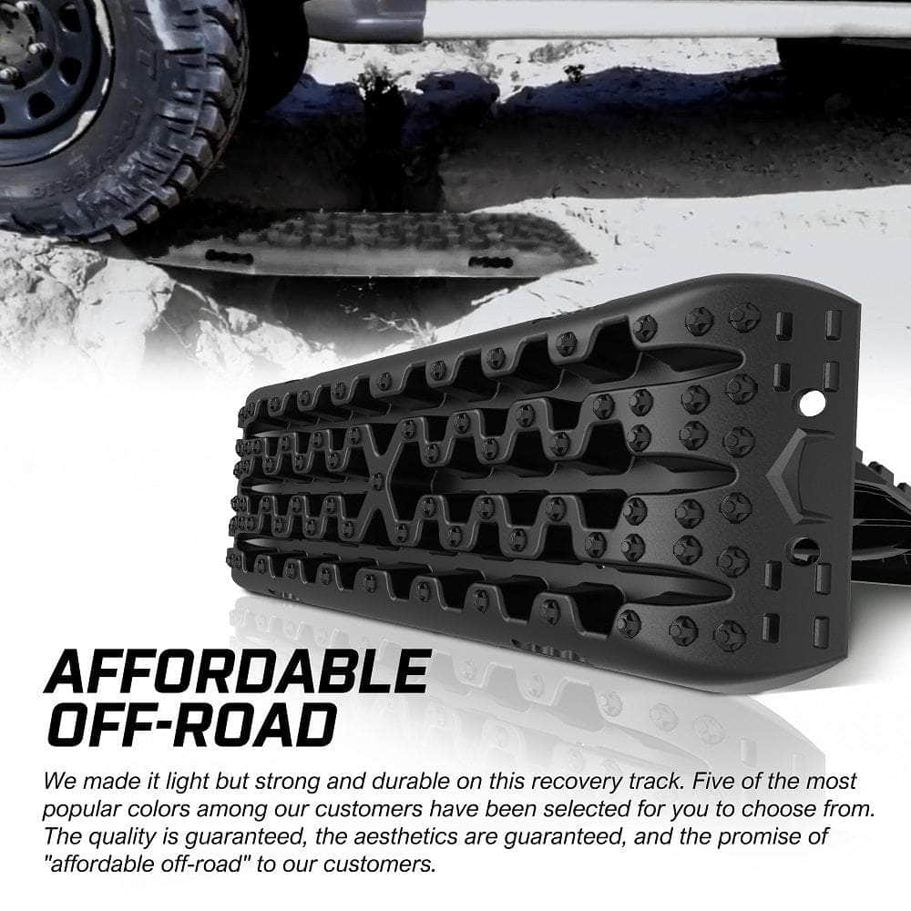 Black 4Wd Snow Tracks Recovery Tracks (2Pcs) With Mounting Bolts