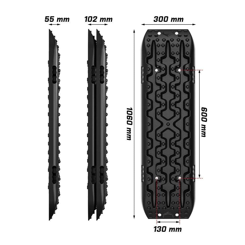 Black 4Wd Snow Tracks Recovery Tracks (2Pcs) With Mounting Bolts
