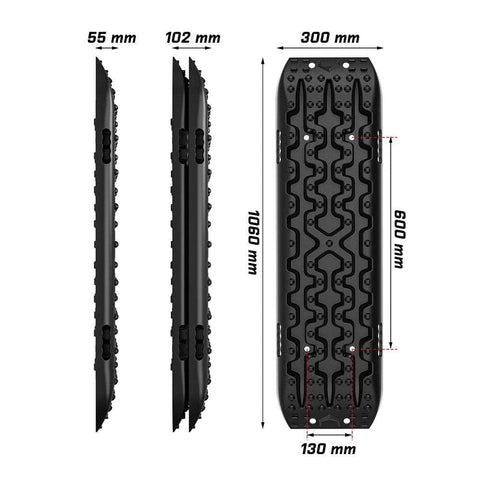 Black 4Wd Snow Tracks Recovery Tracks (2Pcs) With Mounting Bolts