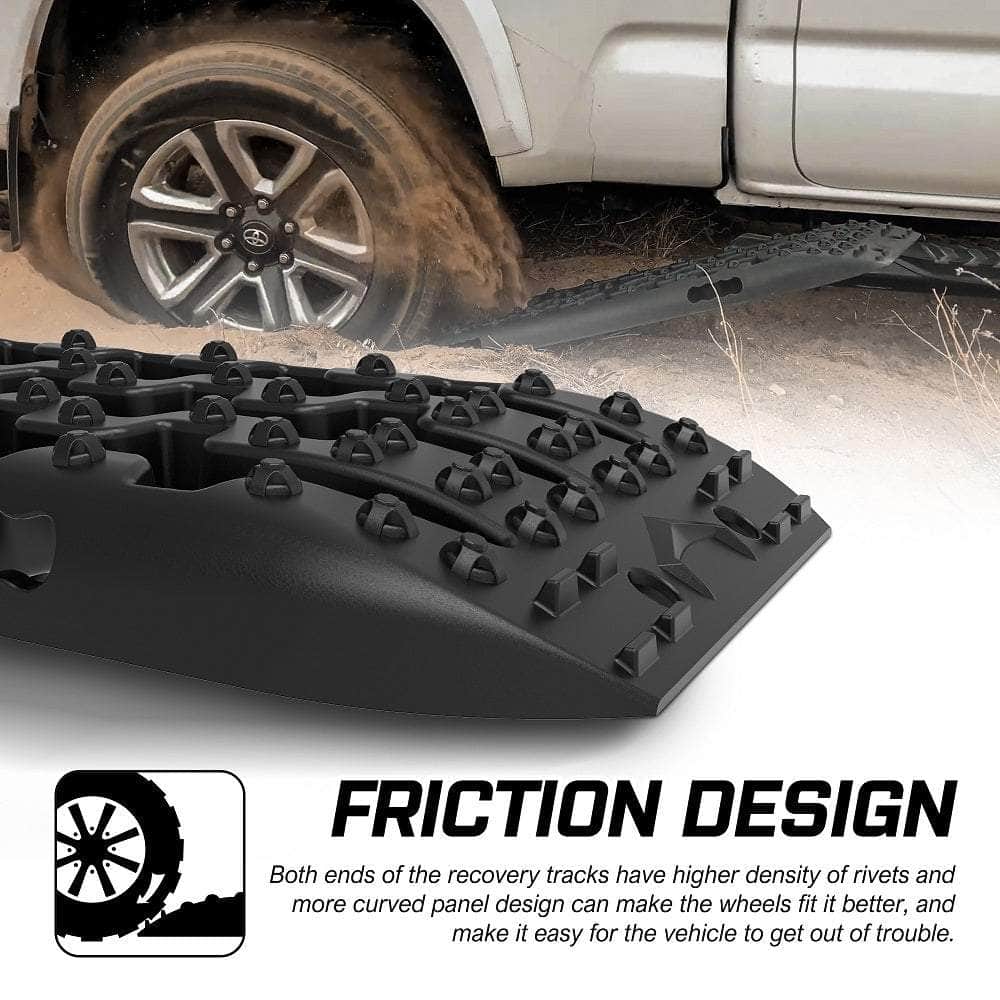 Black 4Wd Snow Tracks Recovery Tracks (2Pcs) With Mounting Bolts