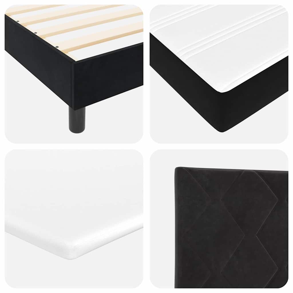 Black and White Box Spring Bed Fabric Frame with Medium Firm Mattress
