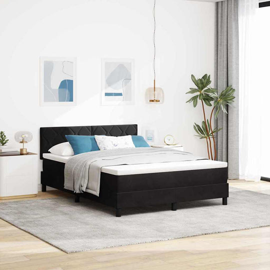 Black and White Box Spring Bed Fabric Frame with Mattress