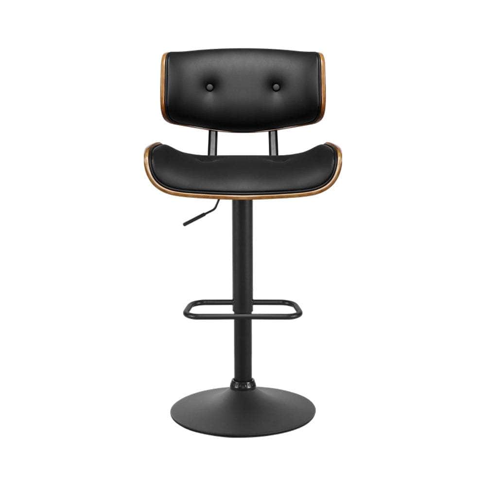 Black Beauty Duo: 2 Pcs Comfort and Chic Design with Our Gas Lift Leather Bar Stools