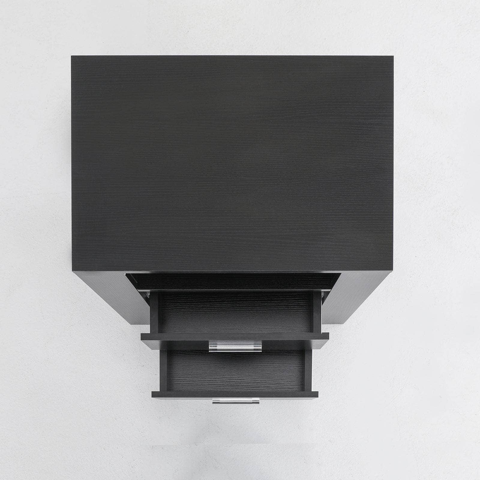 Black Bedside Table with 2 Drawers and 1 Shelf