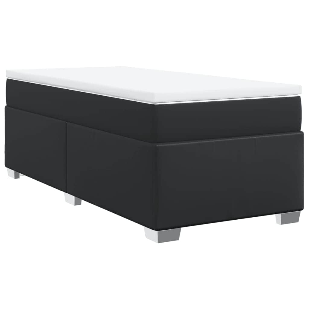 Black Box Spring Bed Faux Leather Frame with Pocket Spring Mattress King Single