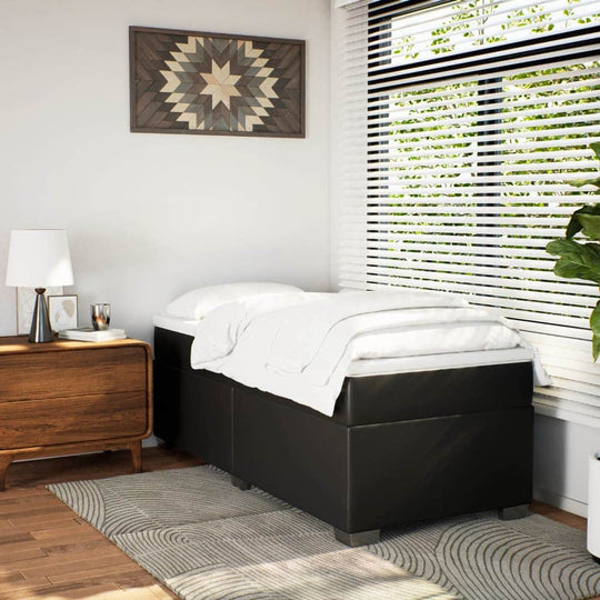 Black Box Spring Bed Leather Frame with King Single Mattress