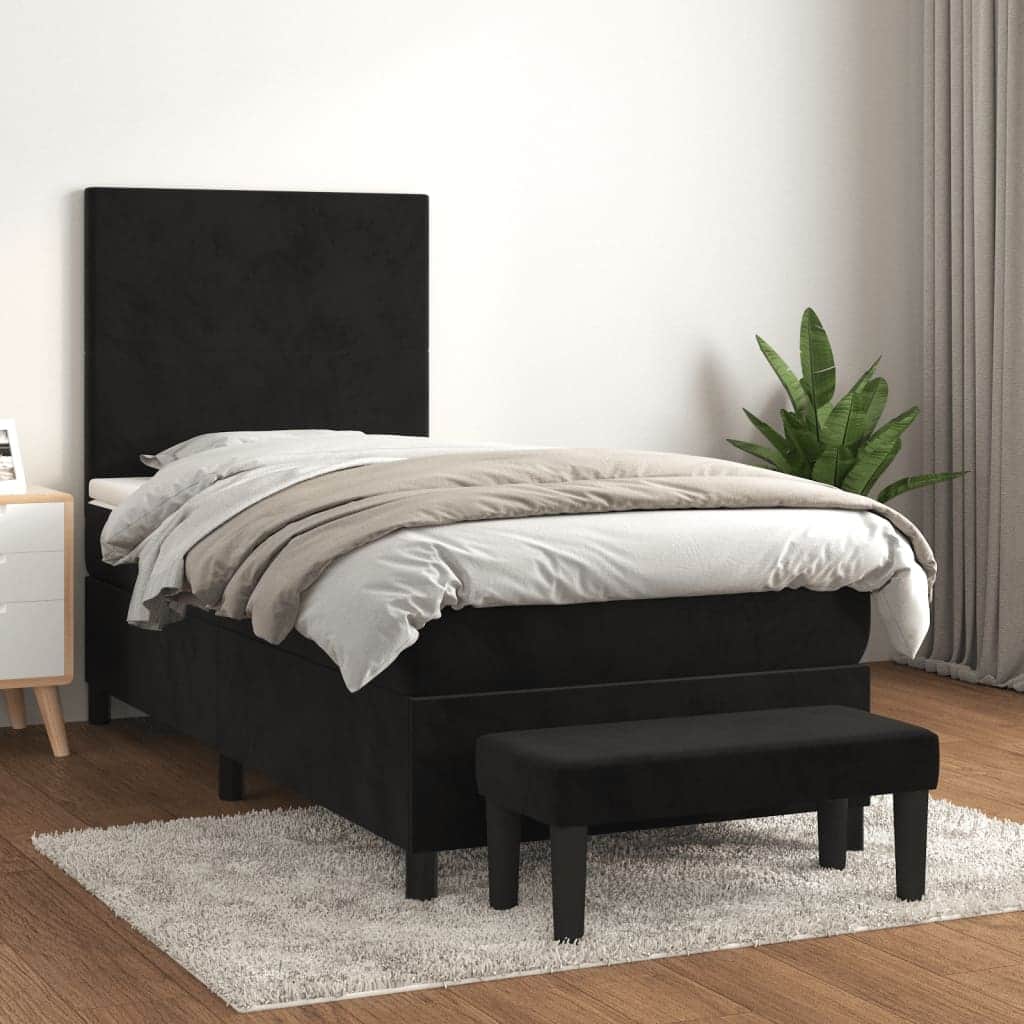 Black Box Spring Bed with LED Pocket Spring Fabric Mattress King Single