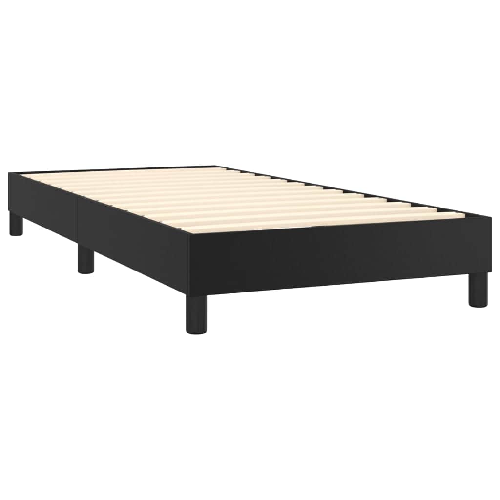 Black Box Spring Bed with Pocket Spring Mattress Faux Leather Headboard