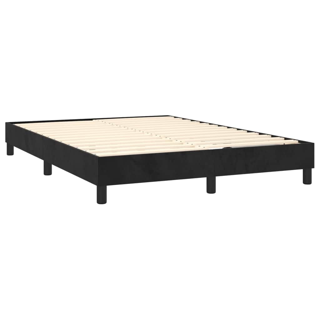 Black Box Spring Bed with Pocket Spring Velvet Mattress Double Size