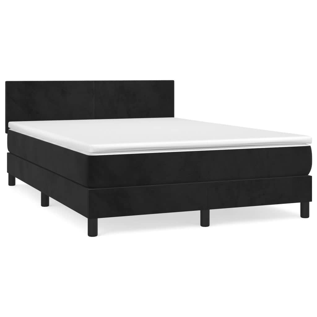 Black Box Spring Bed with Pocket Spring Velvet Mattress Double Size
