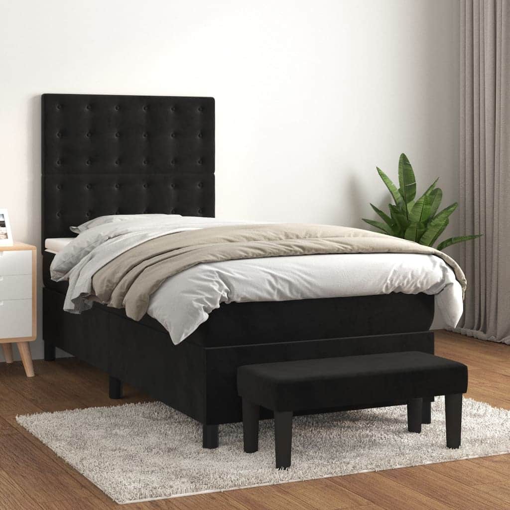 Black Box Spring Bed with Pocket Spring Velvet Mattress King Single