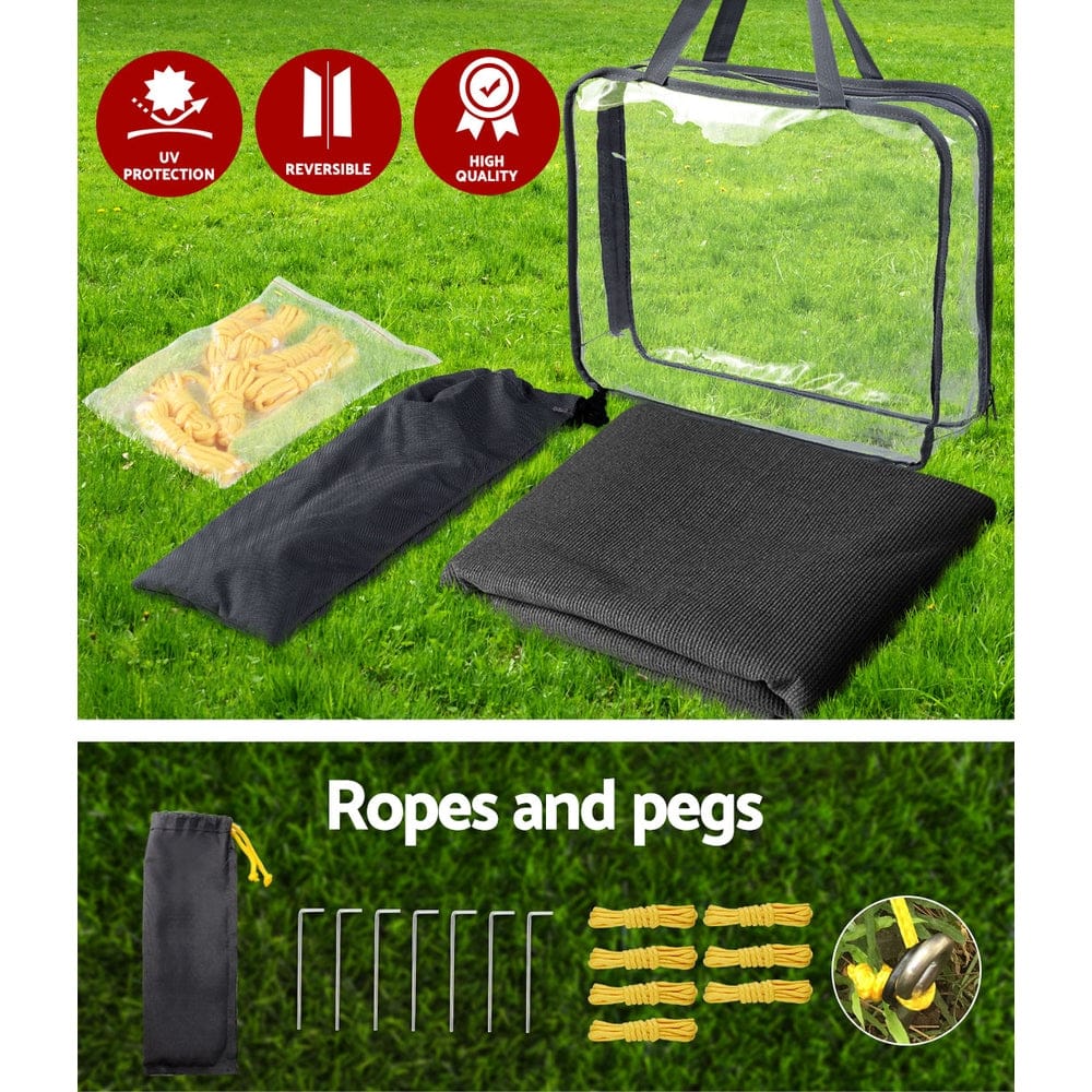 Caravan Privacy Screen 1.95X2.2M Sun Shade End Wall Side, Black - Roll Out