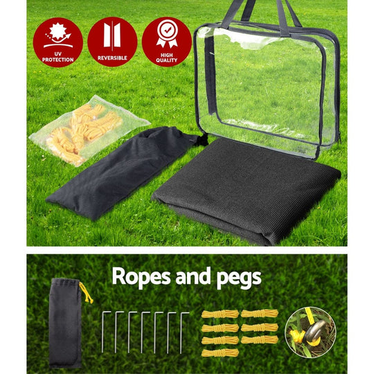 Caravan Privacy Screen 1.95X2.2M Sun Shade End Wall Side, Black - Roll Out