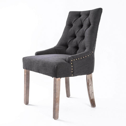 Black (Charcoal French Provincial Dining Chair Amour Oak Leg