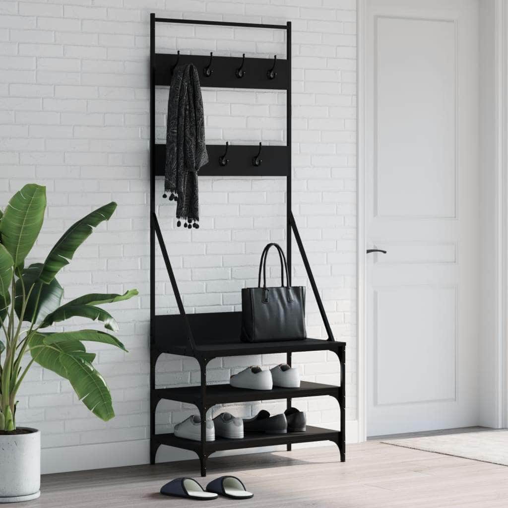 Black Clothes Rack with Shoe Storage