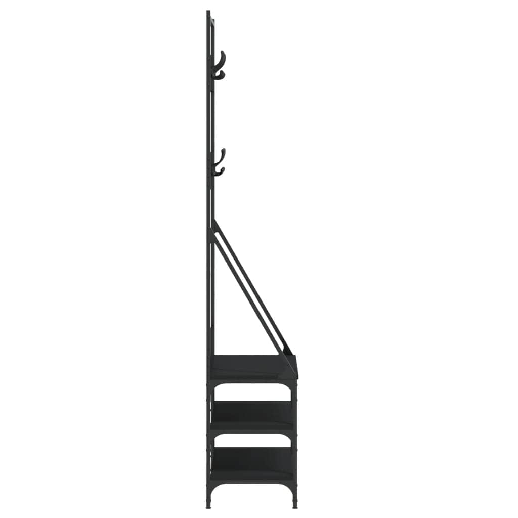 Black Clothes Rack with Shoe Storage