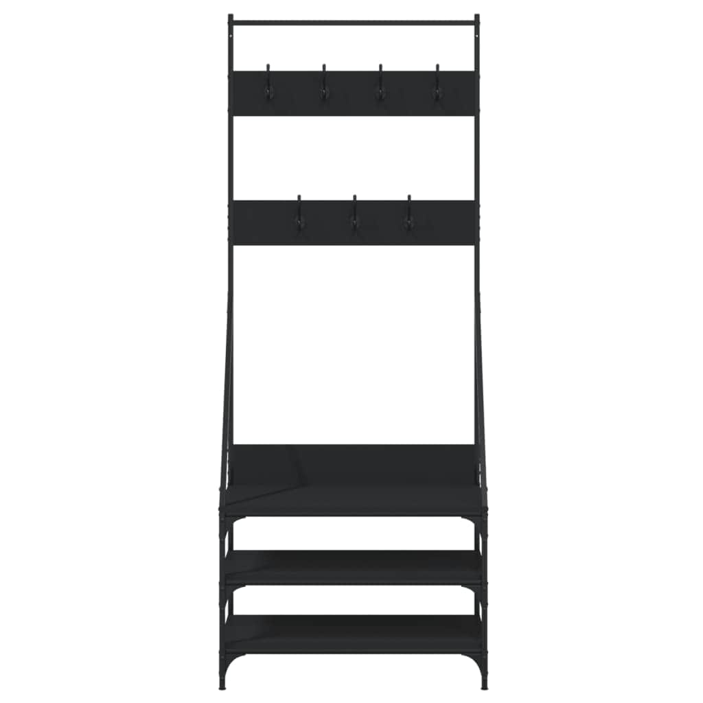 Black Clothes Rack with Shoe Storage