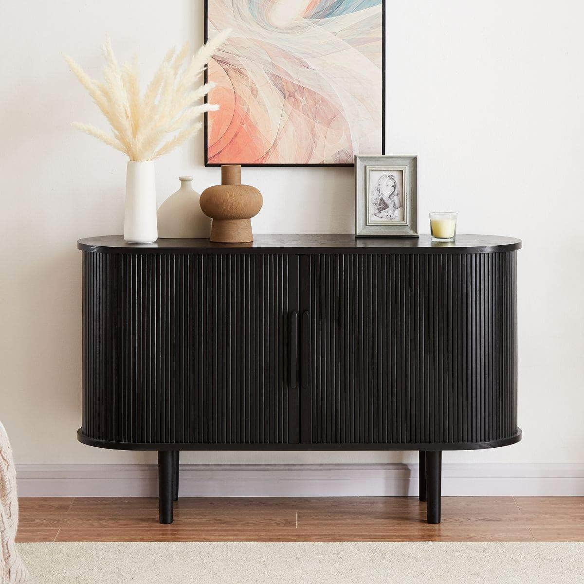 Black Column Wooden Sideboard Table