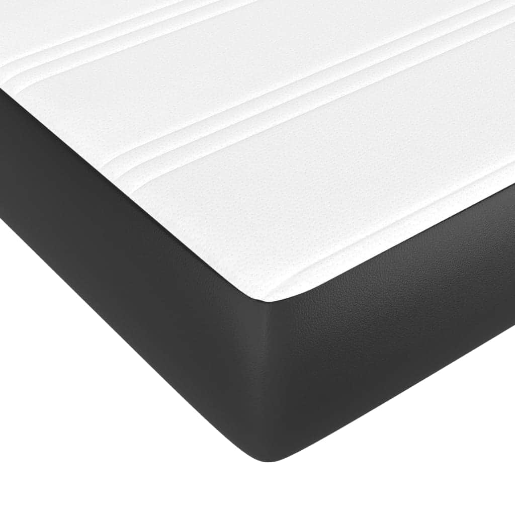 Black Double Box Spring Bed with Pocket Spring Faux Leather Mattress