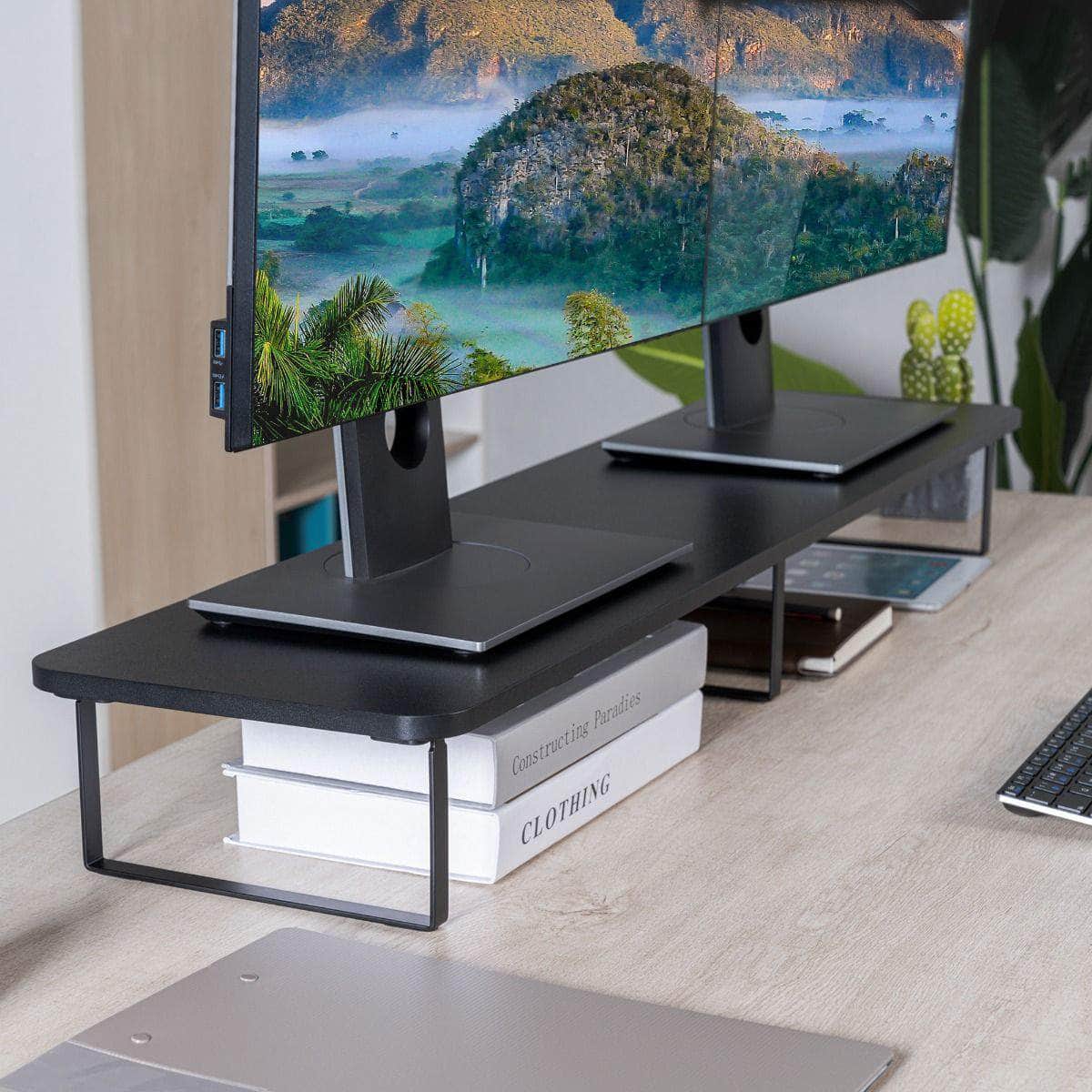 Black Dual Monitor Riser