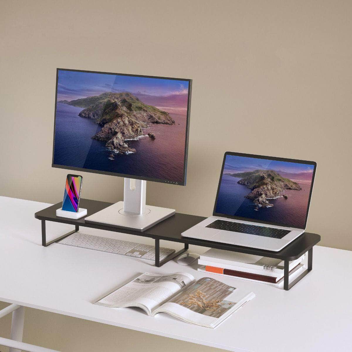 Black Dual Monitor Riser