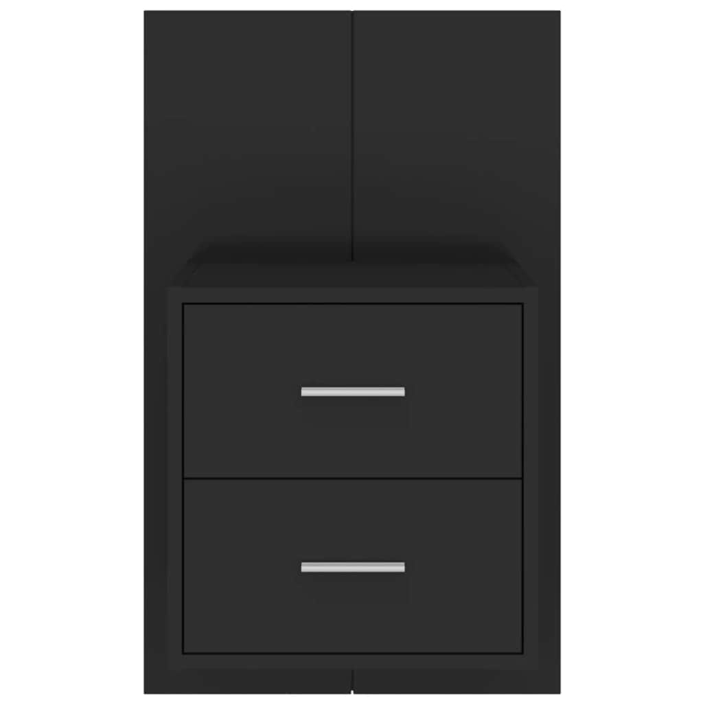 Black Engineered Wood Wall Bedside Cabinet