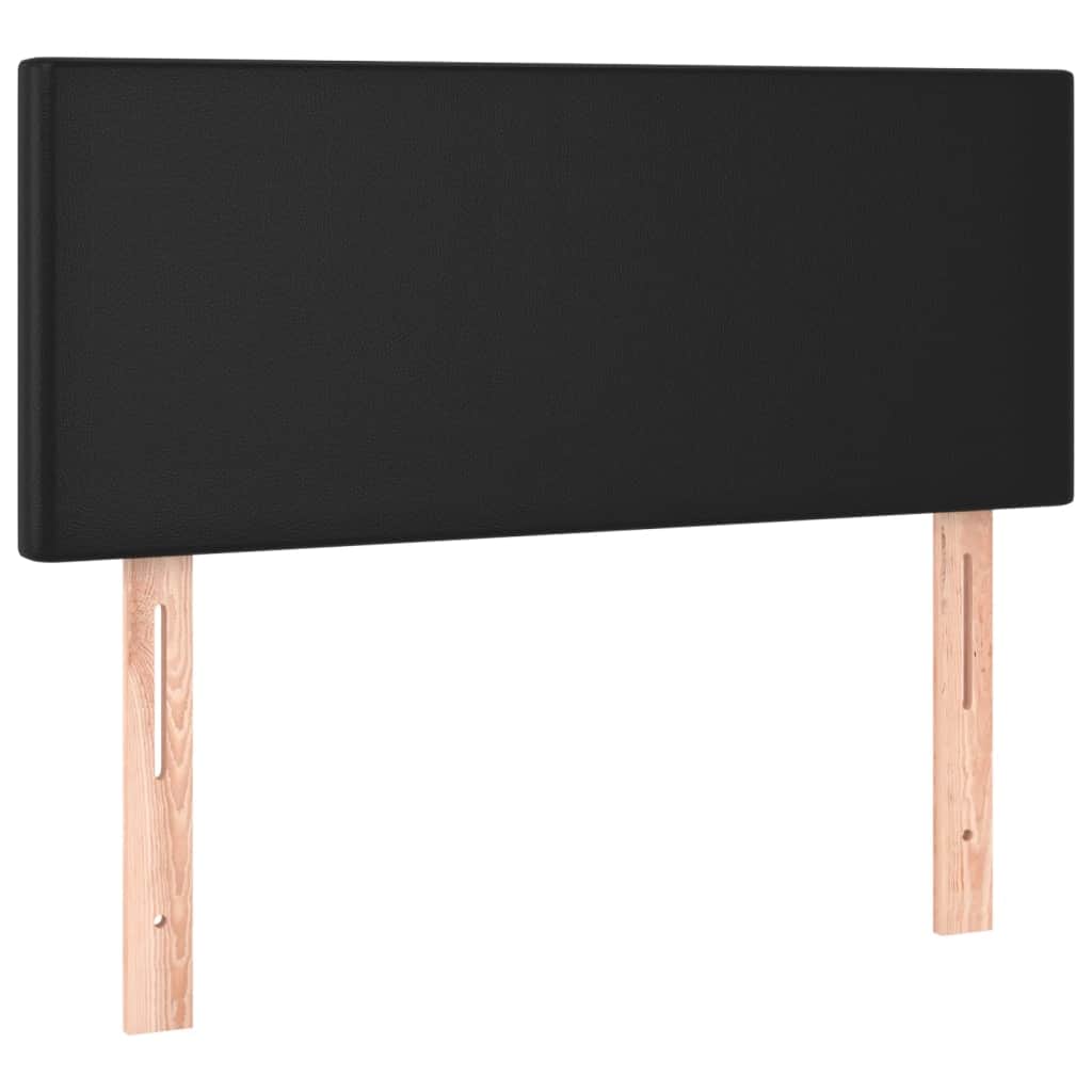 Black Faux Leather Box Spring Bed with Mattress LED Pocket Spring
