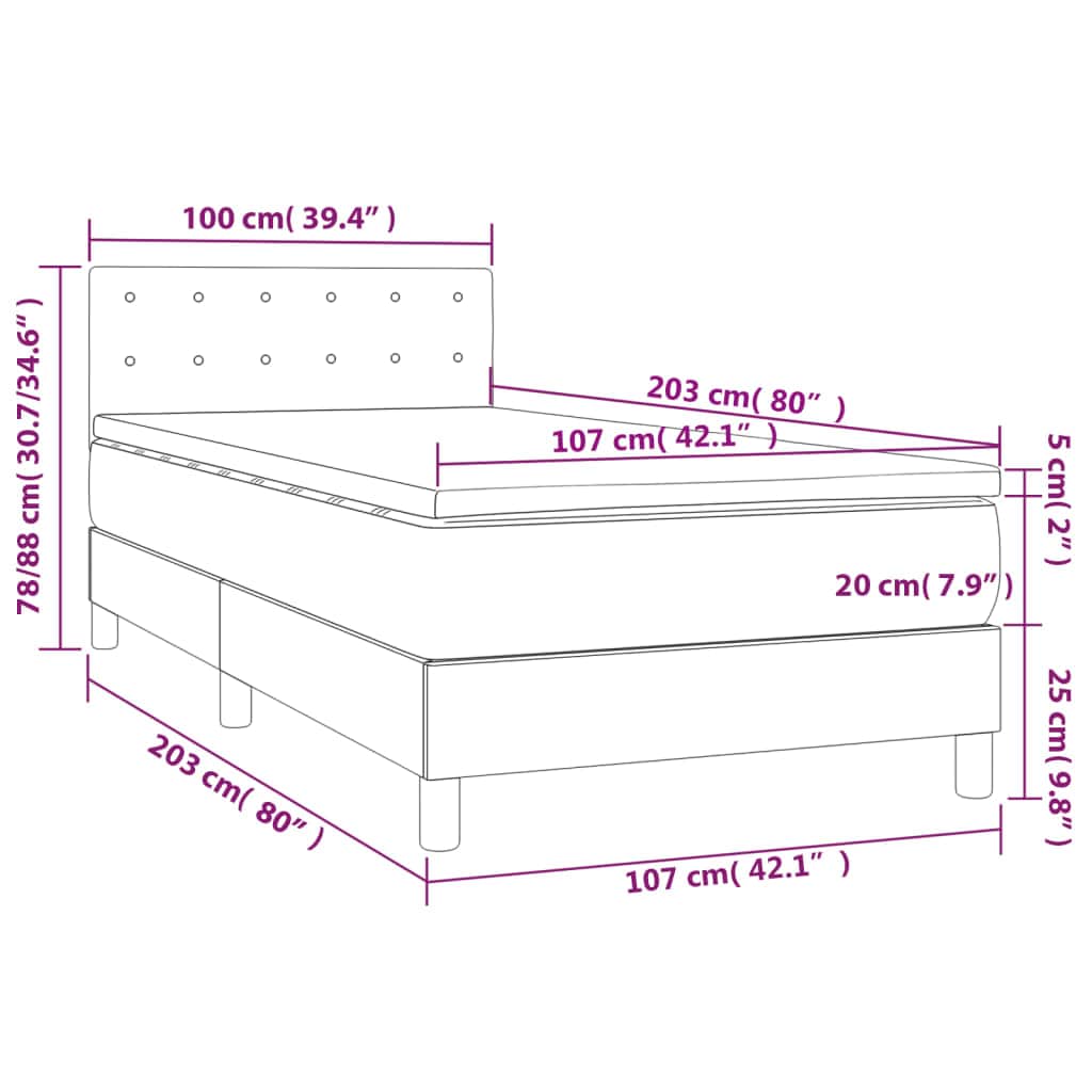 Black Faux Leather Box Spring Bed with Pocket Spring Mattress
