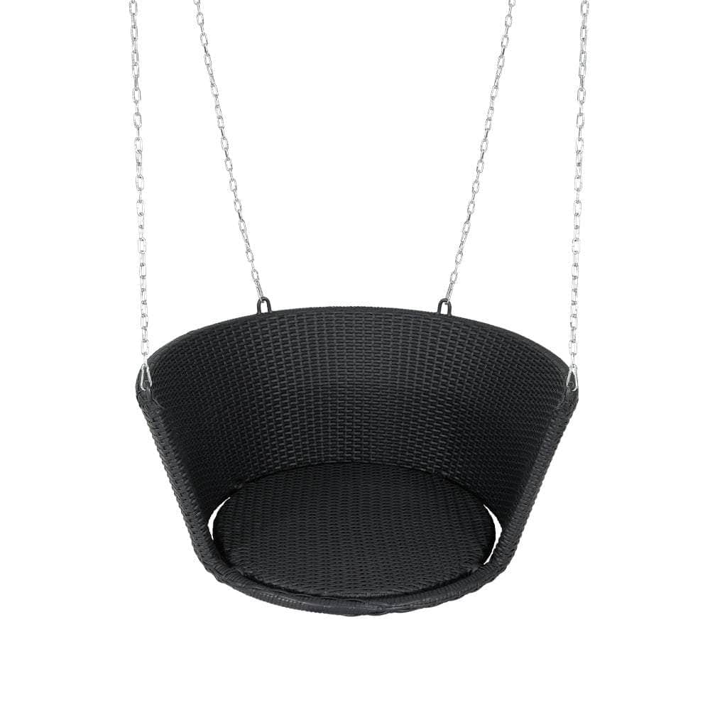 Rattan finish - Black/Grey Rattan Porch Swing Chair with Chain Cushion