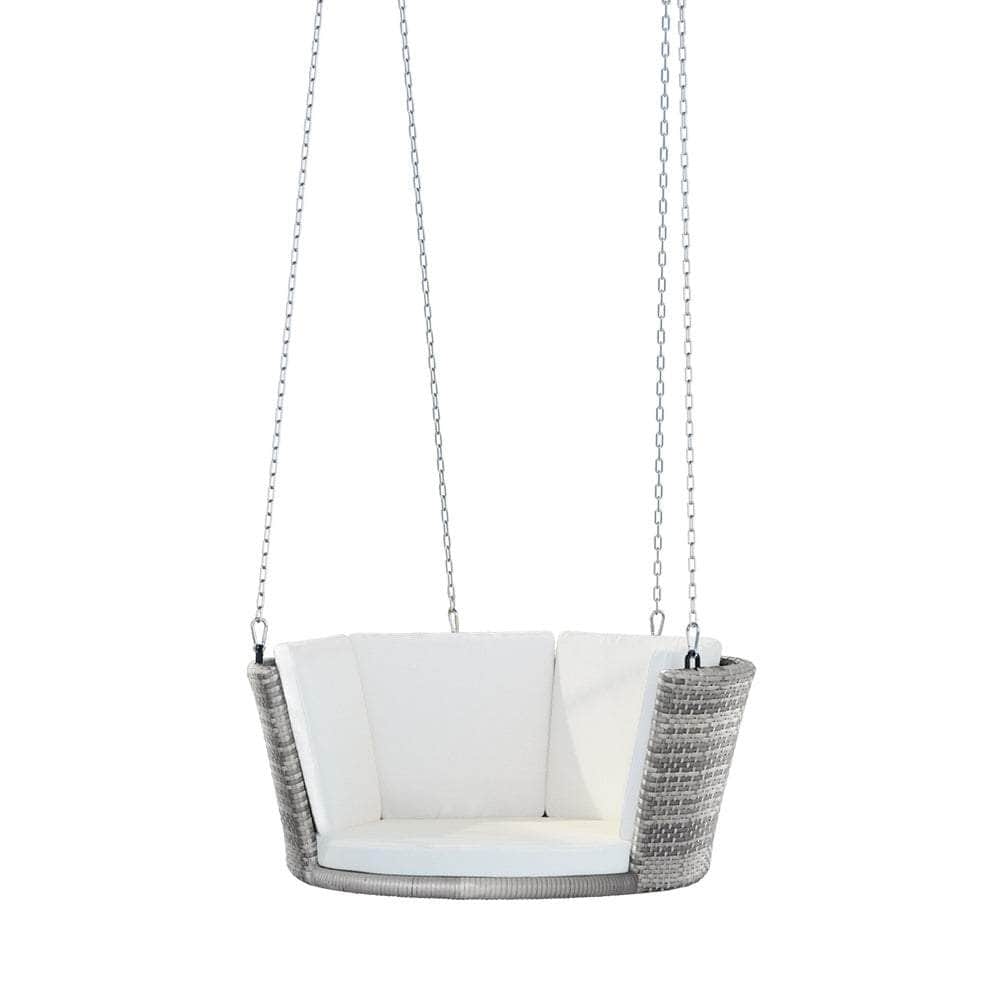 Black/Grey Rattan Porch Swing Chair with Chain Cushion | Black colour