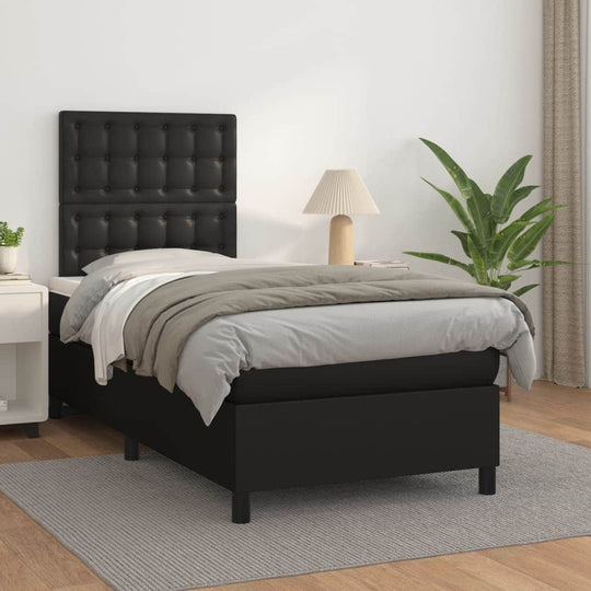 Black King Single Spring Bed Leather Pocket Spring Mattress