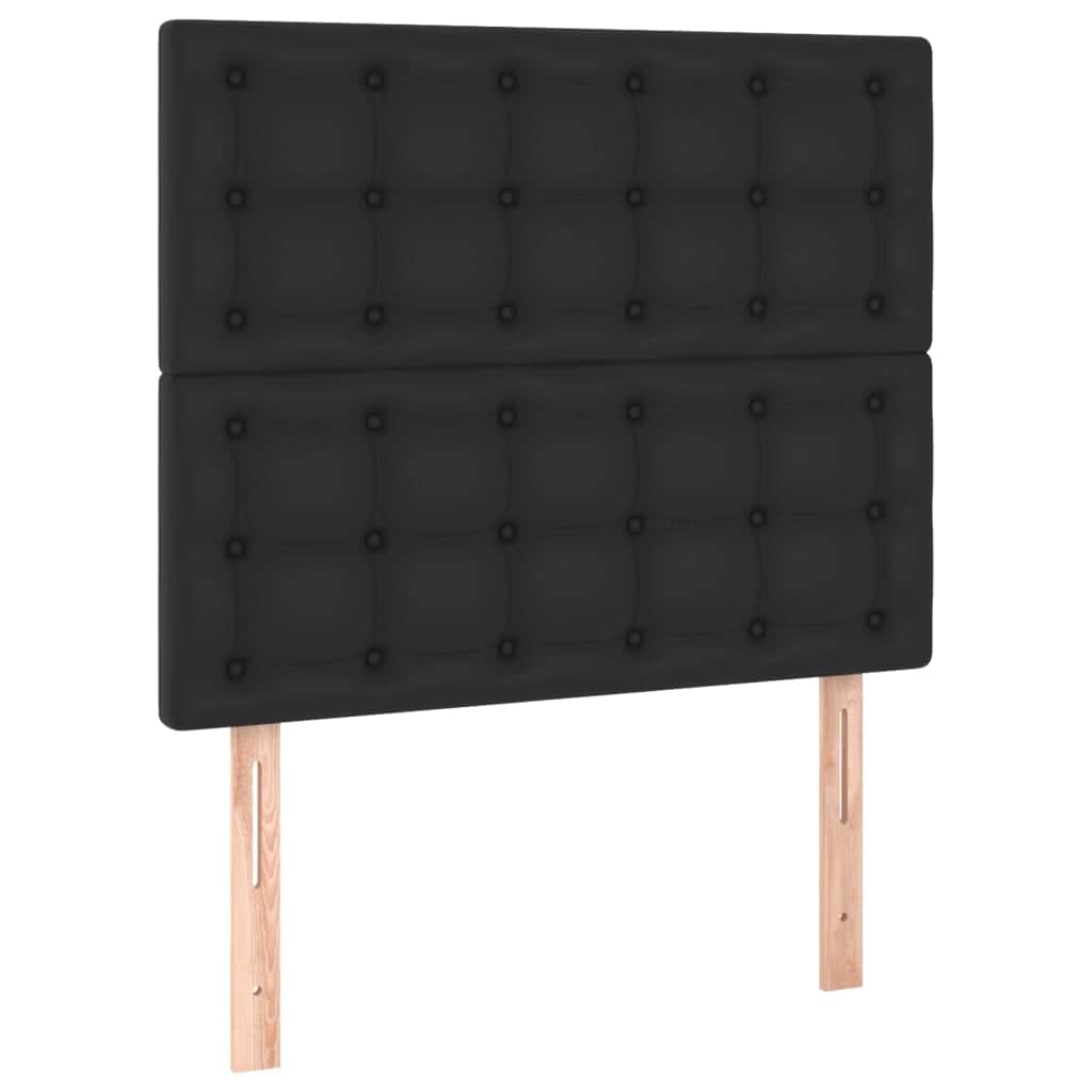 Black King Single Box Spring Bed with Faux Leather Pocket Spring Mattress LED