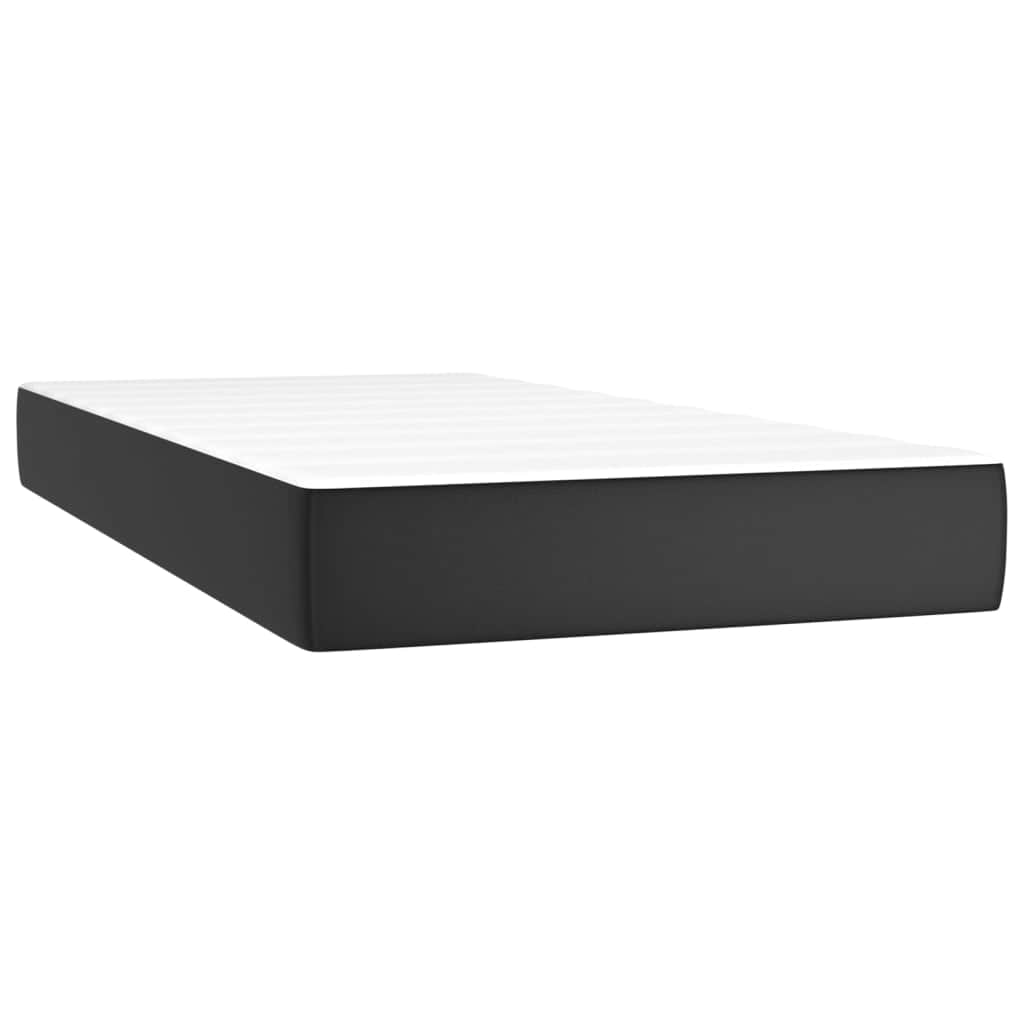 Black King Single Box Spring Bed with Faux Leather Pocket Spring Mattress LED