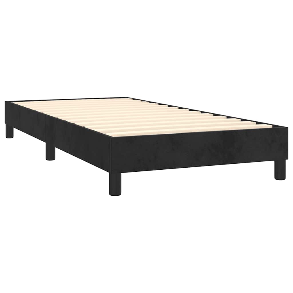 Black King Single Velvet Bed with Pocket Spring Mattress and Adjustable LED